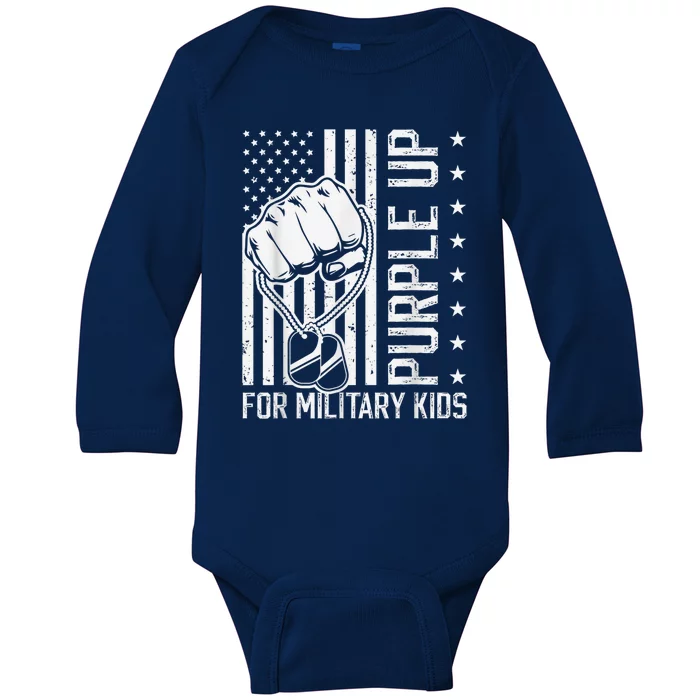 Purple Up For Military Kid Shirt Military Child Month Baby Long Sleeve Bodysuit