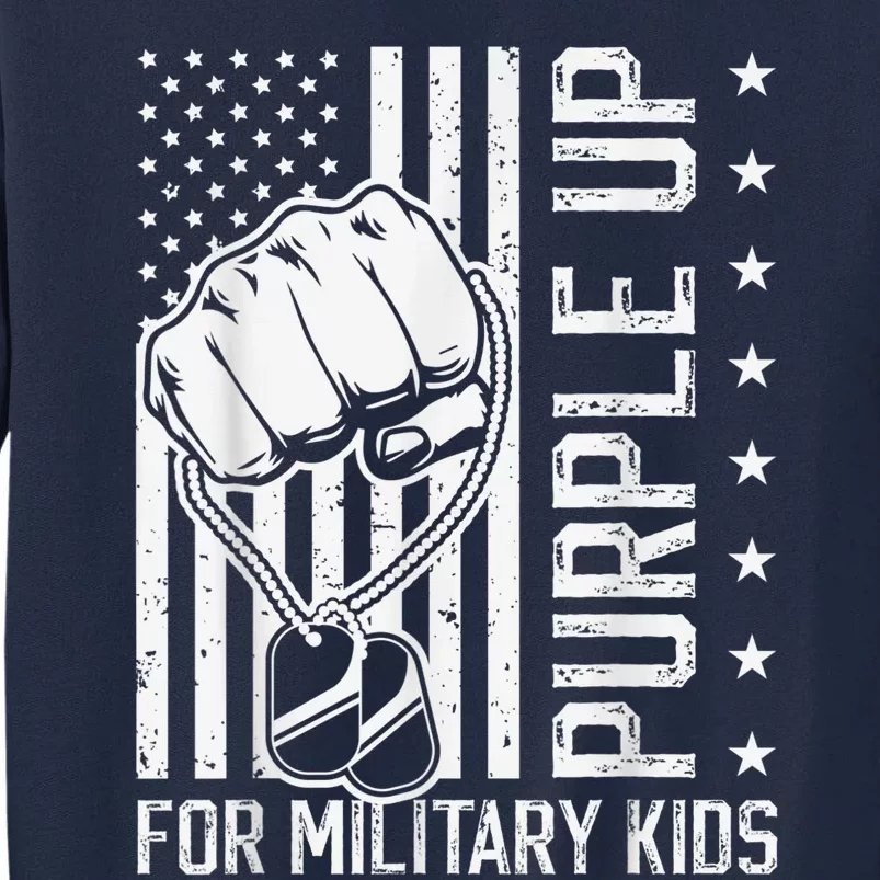 Purple Up For Military Kid Shirt Military Child Month Tall Sweatshirt