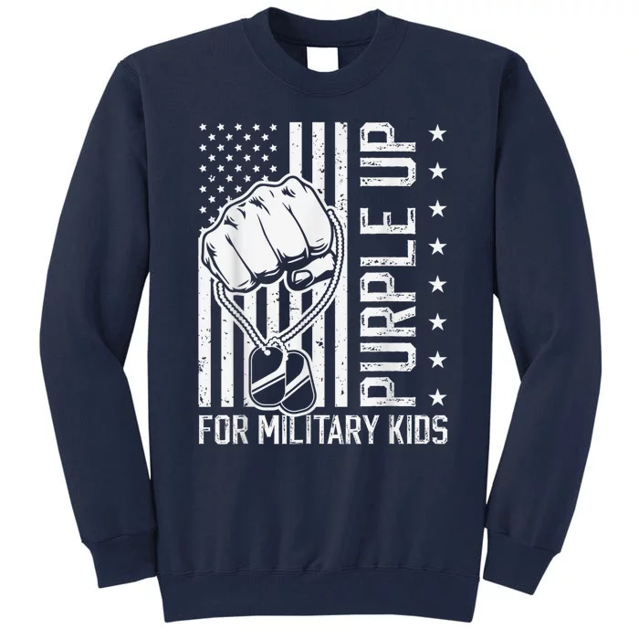 Purple Up For Military Kid Shirt Military Child Month Tall Sweatshirt