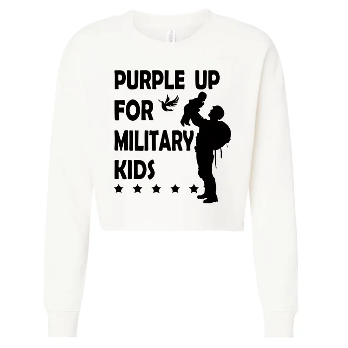 Purple Up For Military Kids Veteran Of US Army Cropped Pullover Crew