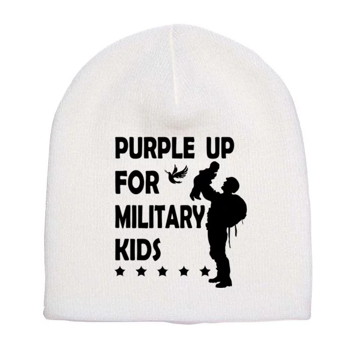 Purple Up For Military Kids Veteran Of US Army Short Acrylic Beanie