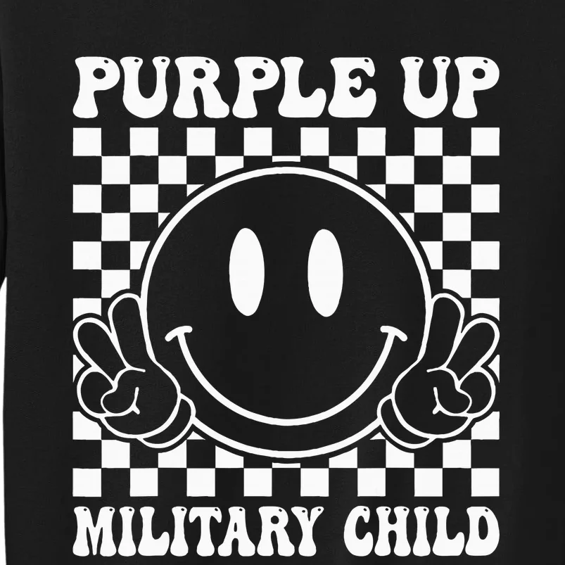 Purple Up For Military Groovy Military Child Month Sweatshirt