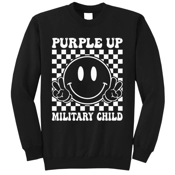 Purple Up For Military Groovy Military Child Month Sweatshirt