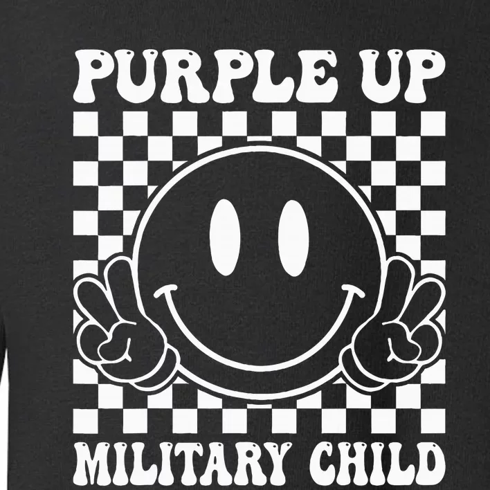 Purple Up For Military Groovy Military Child Month Toddler Sweatshirt