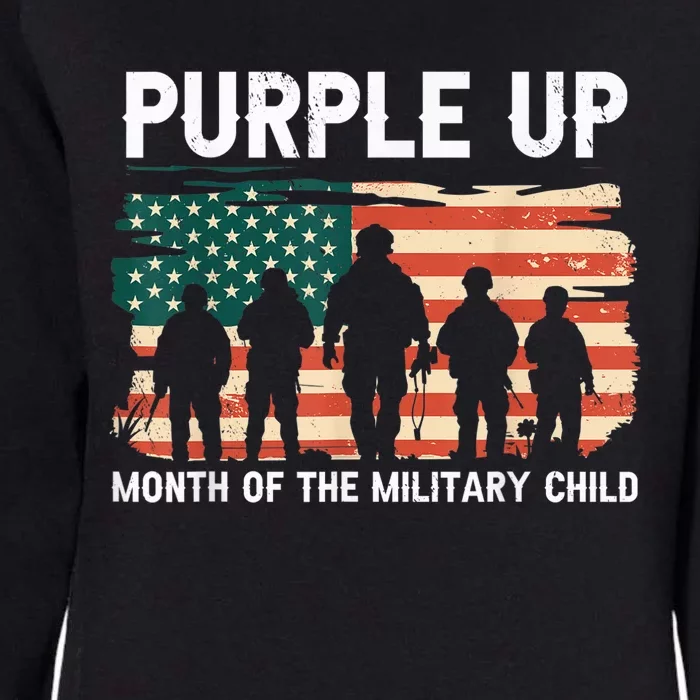 Purple Up For Military Kid Military Child Month US Flag Womens California Wash Sweatshirt