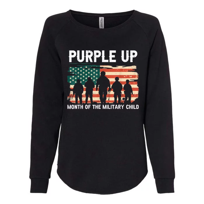 Purple Up For Military Kid Military Child Month US Flag Womens California Wash Sweatshirt