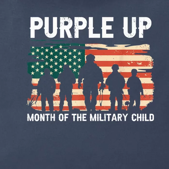 Purple Up For Military Kid Military Child Month US Flag Zip Tote Bag