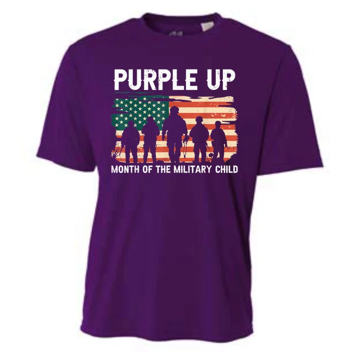 Purple Up For Military Kid Military Child Month US Flag Cooling Performance Crew T-Shirt