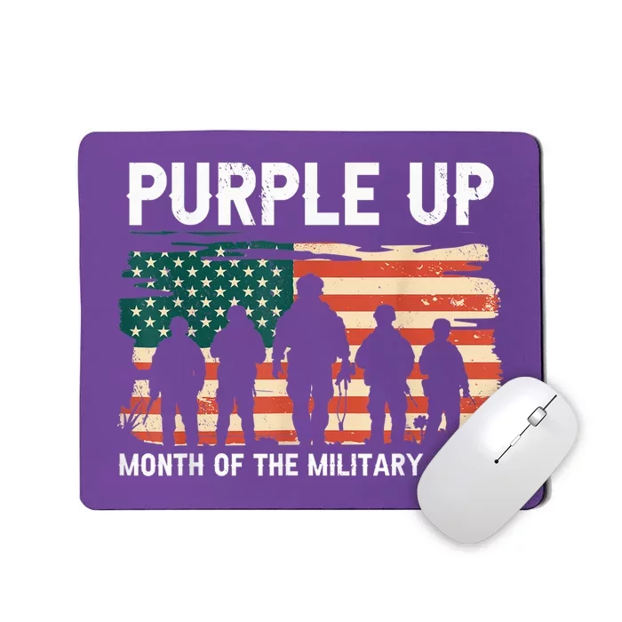 Purple Up For Military Kid Military Child Month US Flag Mousepad