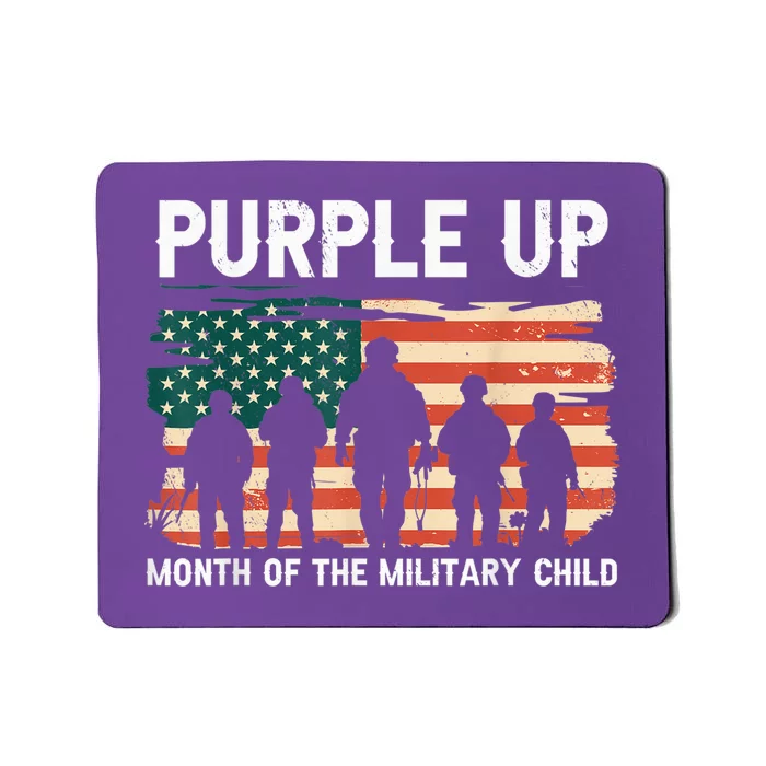 Purple Up For Military Kid Military Child Month US Flag Mousepad