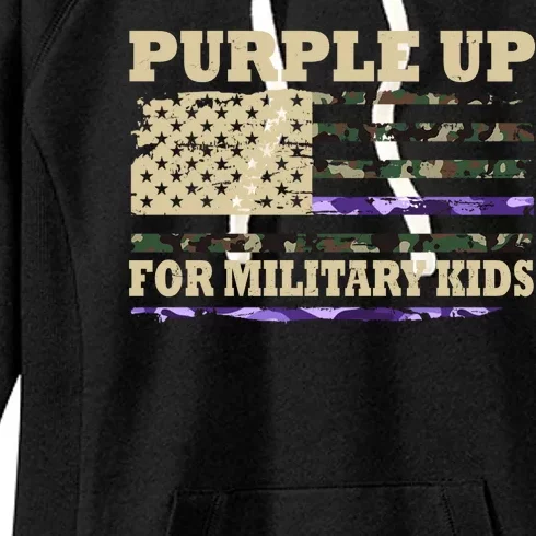 Purple Up For Military Kids Usa Flag Women's Fleece Hoodie