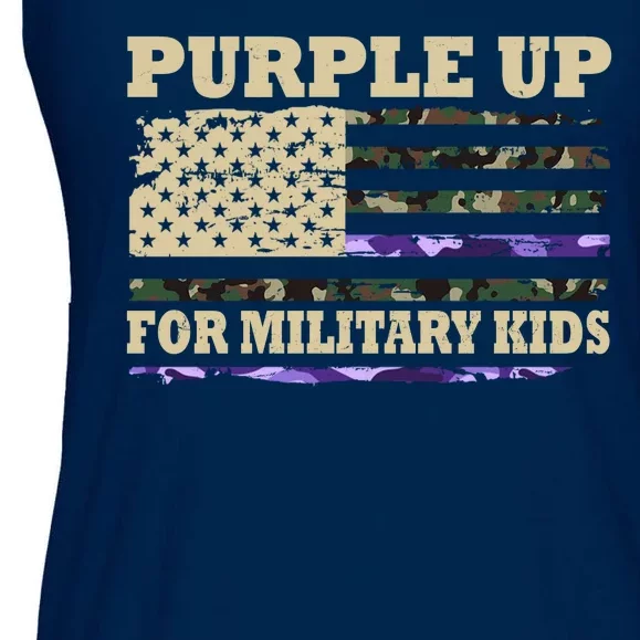 Purple Up For Military Kids Usa Flag Ladies Essential Flowy Tank