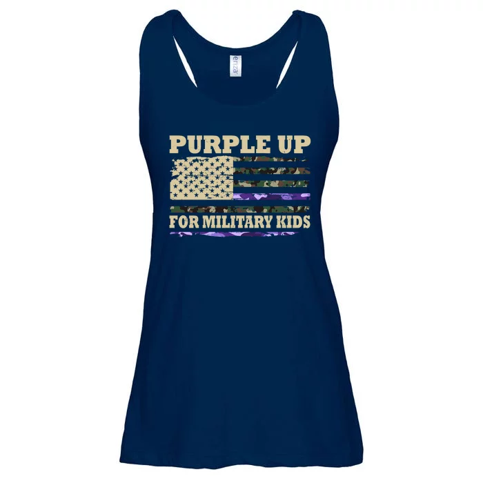 Purple Up For Military Kids Usa Flag Ladies Essential Flowy Tank