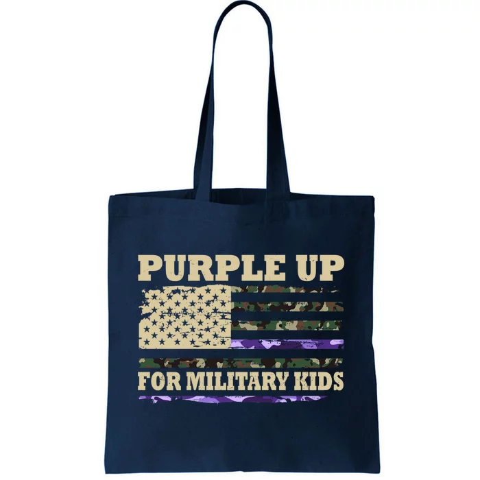 Purple Up For Military Kids Usa Flag Tote Bag