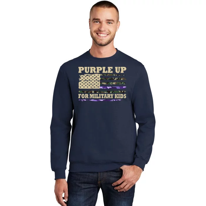 Purple Up For Military Kids Usa Flag Tall Sweatshirt