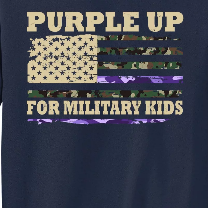 Purple Up For Military Kids Usa Flag Tall Sweatshirt