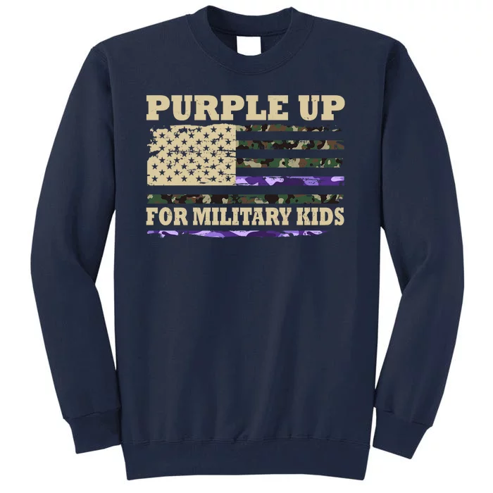 Purple Up For Military Kids Usa Flag Tall Sweatshirt