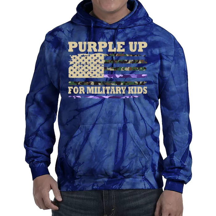 Purple Up For Military Kids Usa Flag Tie Dye Hoodie