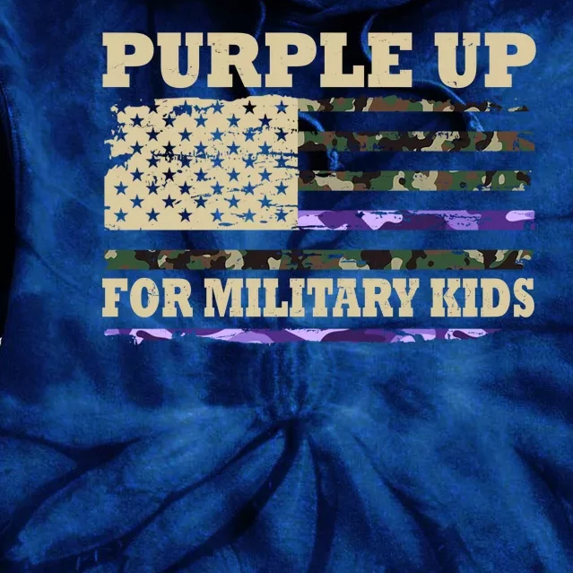 Purple Up For Military Kids Usa Flag Tie Dye Hoodie