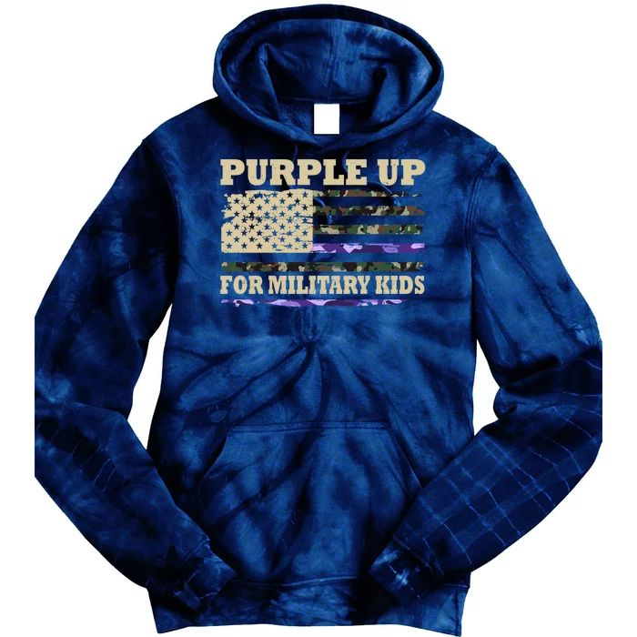 Purple Up For Military Kids Usa Flag Tie Dye Hoodie