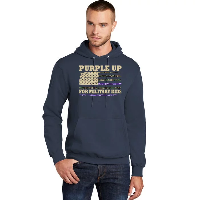 Purple Up For Military Kids Usa Flag Tall Hoodie