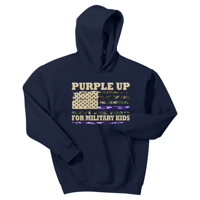 Purple Up For Military Kids Usa Flag Kids Hoodie