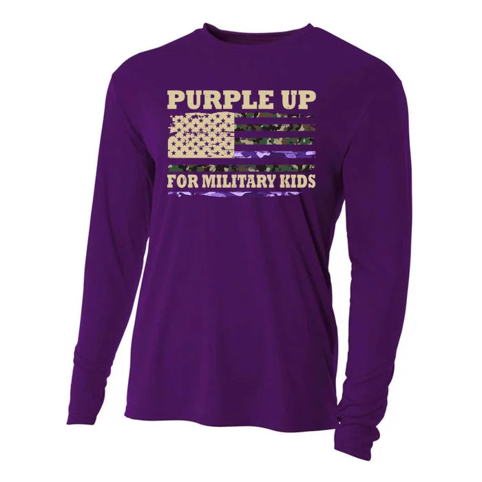 Purple Up For Military Kids Usa Flag Cooling Performance Long Sleeve Crew