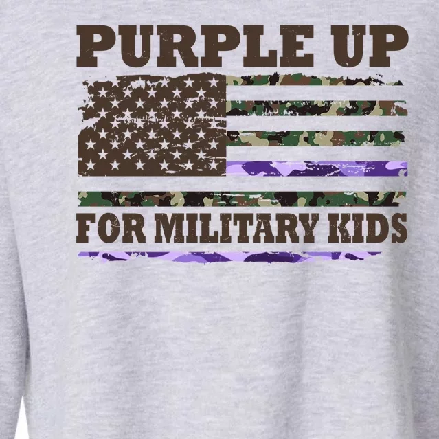 Purple Up For Military Kids Usa Flag Cropped Pullover Crew