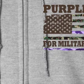 Purple Up For Military Kids Usa Flag Full Zip Hoodie