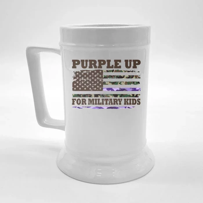 Purple Up For Military Kids Usa Flag Front & Back Beer Stein