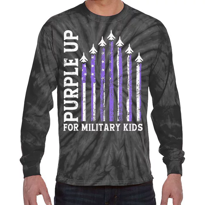 Purple Up For Military Military Child Month Air Force Tie-Dye Long Sleeve Shirt