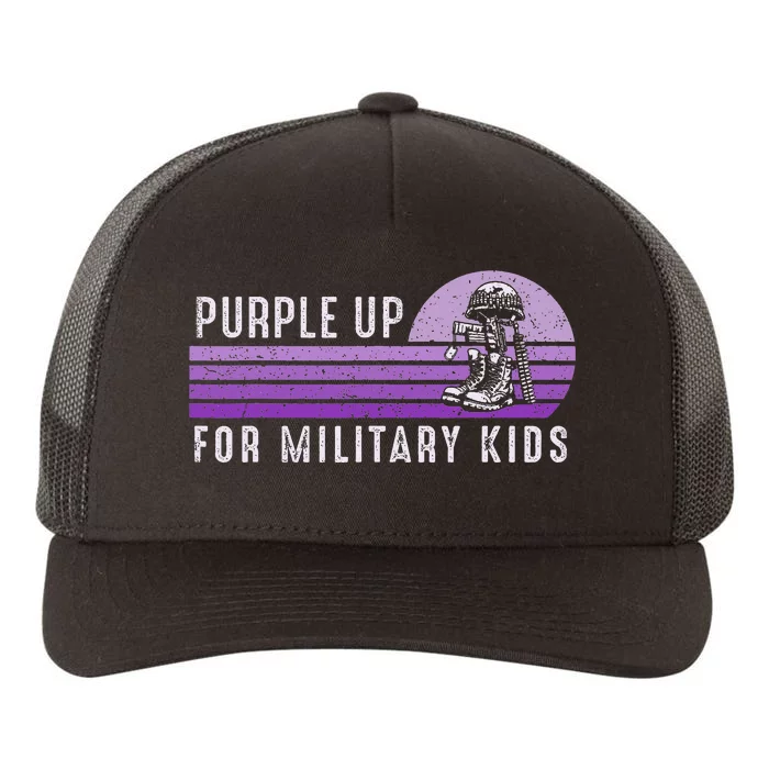 Purple Up For Military Child Month Boots Sunset Yupoong Adult 5-Panel Trucker Hat