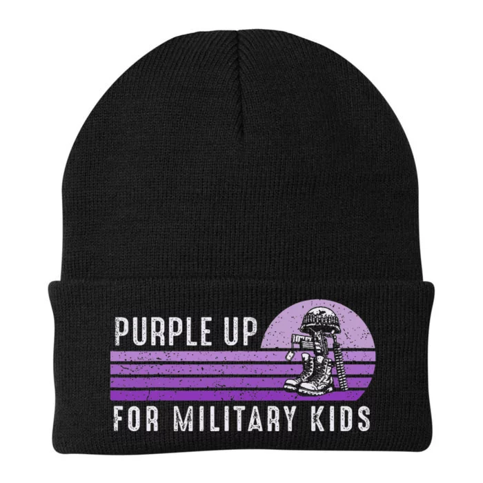 Purple Up For Military Child Month Boots Sunset Knit Cap Winter Beanie