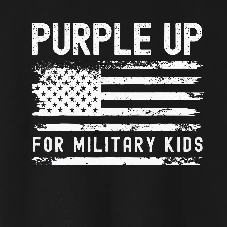 Purple Up For Military Military Child Month Usa Flag Women's Crop Top Tee