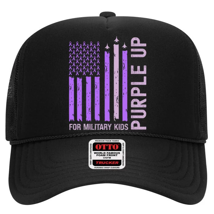 Purple Up For Military K.Ids Military Child Month Gift High Crown Mesh Trucker Hat