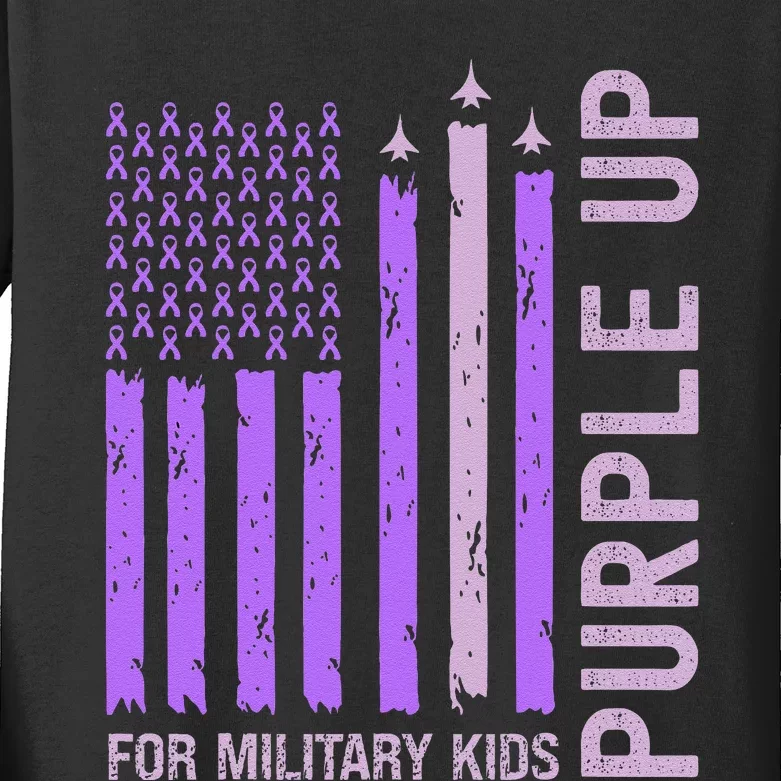 Purple Up For Military K.Ids Military Child Month Gift Kids Long Sleeve Shirt