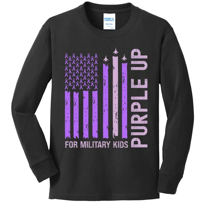 Purple Up For Military K.Ids Military Child Month Gift Kids Long Sleeve Shirt