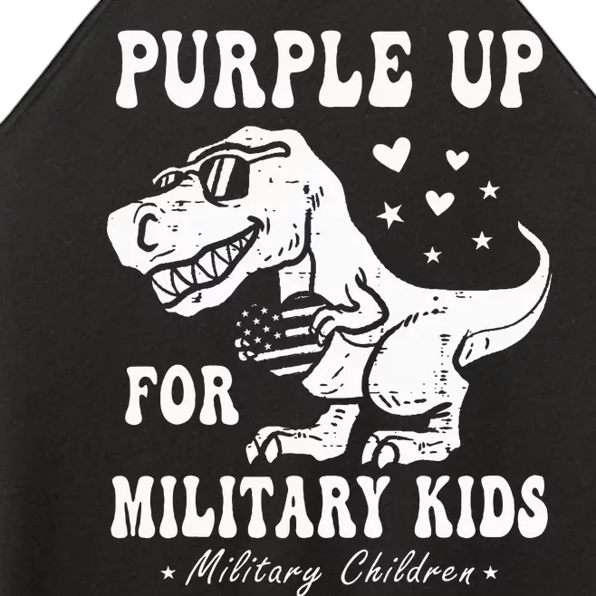 Purple Up For Military Month Child Dino T Rex Dinosaur Women’s Perfect Tri Rocker Tank