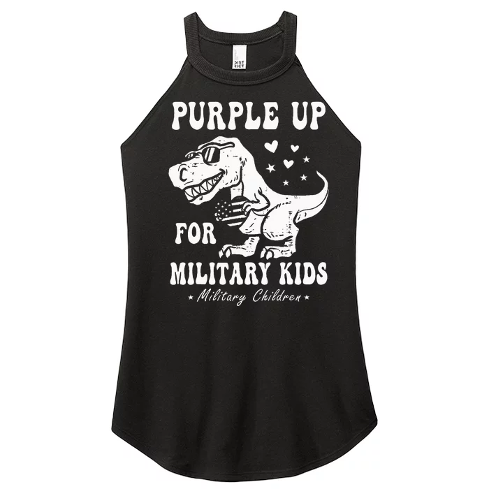 Purple Up For Military Month Child Dino T Rex Dinosaur Women’s Perfect Tri Rocker Tank