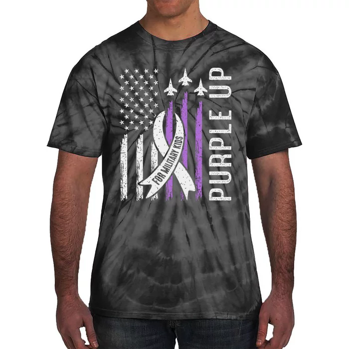 Purple Up For Military Month Child Force Flag Us Tie-Dye T-Shirt