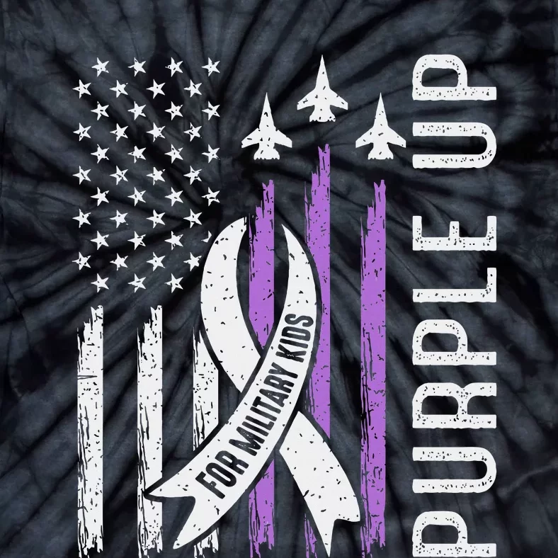 Purple Up For Military Month Child Force Flag Us Tie-Dye T-Shirt