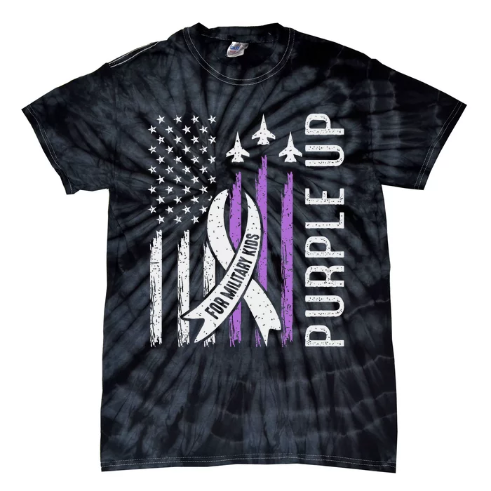 Purple Up For Military Month Child Force Flag Us Tie-Dye T-Shirt