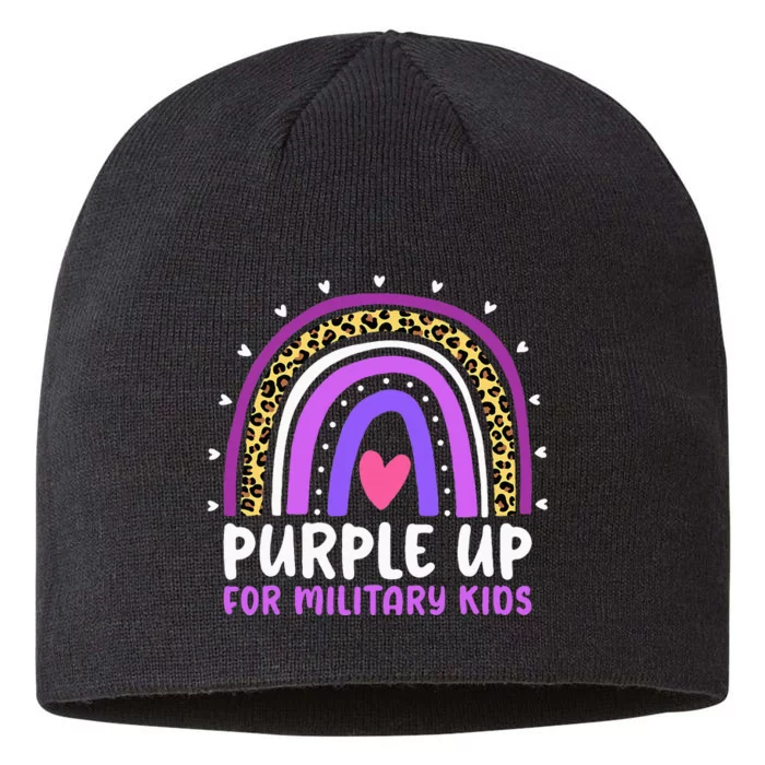 Purple Up For Military Month Military Child Rainbow 8 1/2in Sustainable Knit Beanie