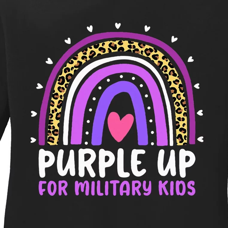 Purple Up For Military Month Military Child Rainbow Ladies Long Sleeve Shirt