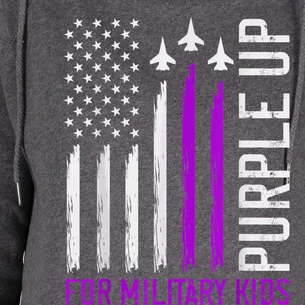 Purple Up For Military Kid Shirt Military Child Month Womens Funnel Neck Pullover Hood