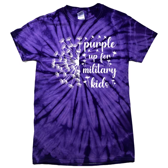 Purple Up For Military Child Dandelion Military Child Month Tie-Dye T-Shirt