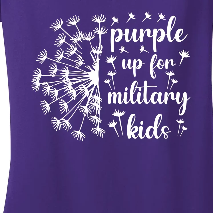 Purple Up For Military Child Dandelion Military Child Month Women's V-Neck T-Shirt