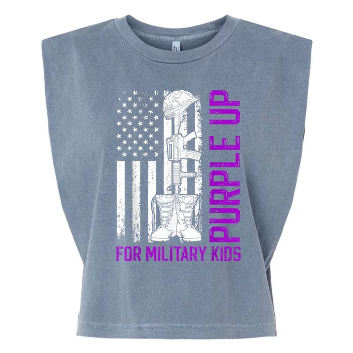 Purple Up For Military Kid Shirt Military Child Month Garment-Dyed Women's Muscle Tee