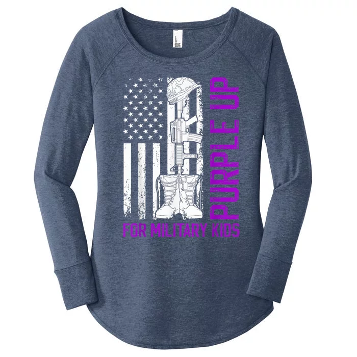 Purple Up For Military Kid Shirt Military Child Month Women's Perfect Tri Tunic Long Sleeve Shirt