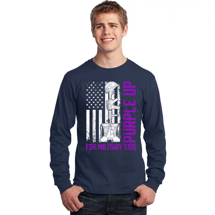 Purple Up For Military Kid Shirt Military Child Month Tall Long Sleeve T-Shirt